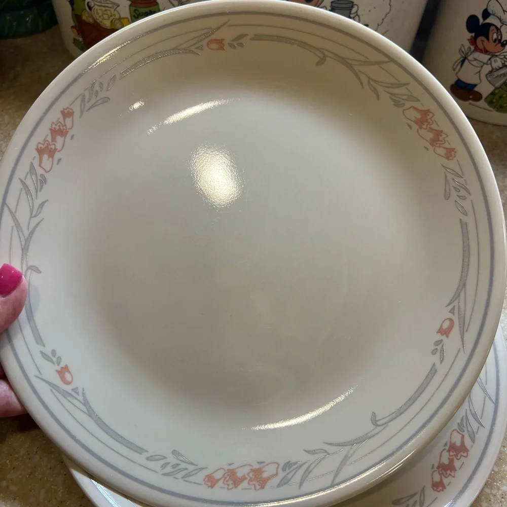 2 Vintage Corelle Dinner plates Rose Pattern